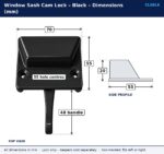 Black window sash cam lock dimension drawing showing 70 mm width, 55 mm depth, 20 mm height, 55 mm fixing hole centres and 48 mm handle length