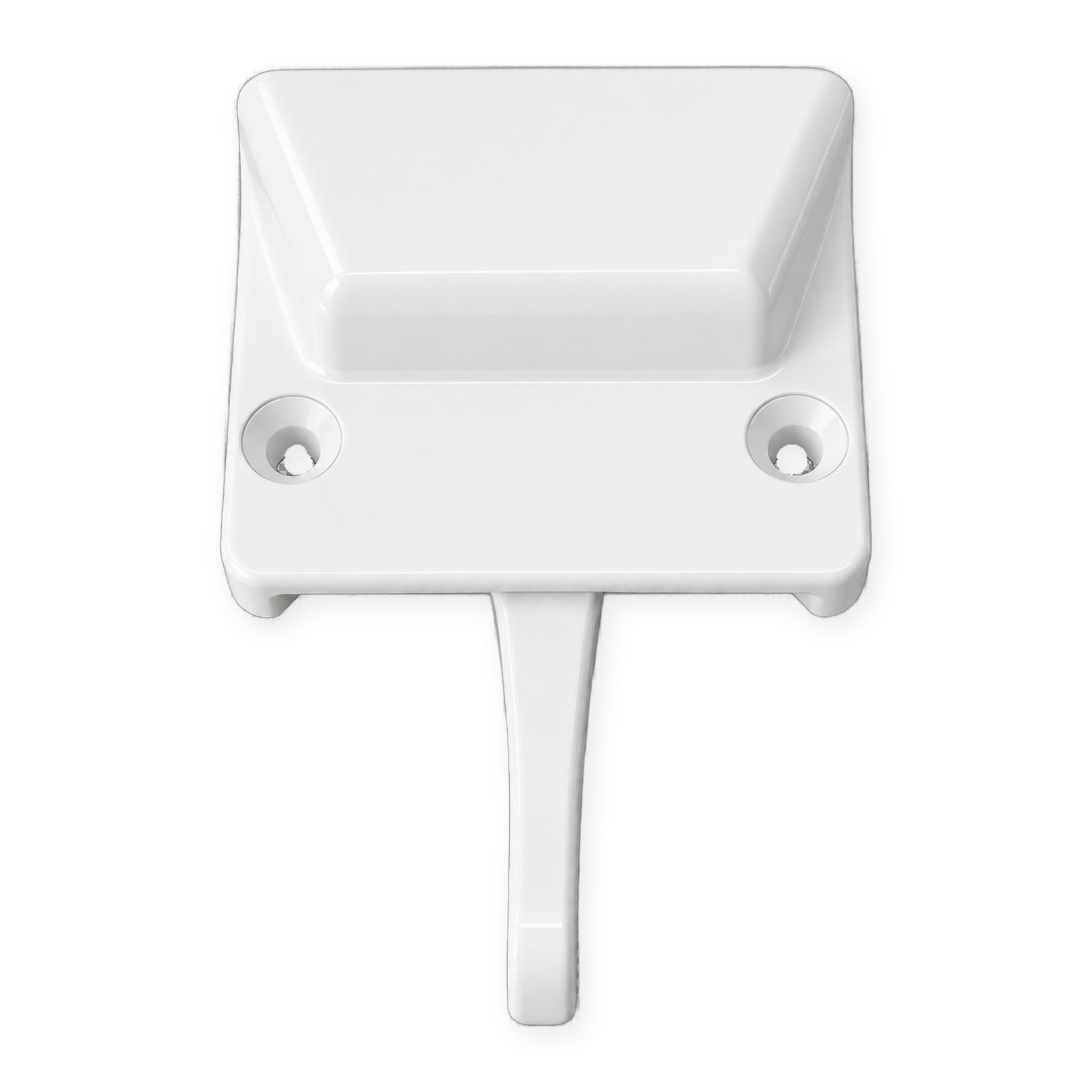 Window Sash Cam Lock – White – Lock Only – Double Hung Windows TradeBase White window sash cam lock for double hung windows, lock only, top view
