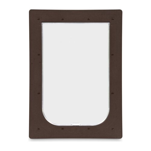 Pet Door – Suits Barrier & Screen Doors – Large 260 x 400mm Flap – Brown – front view