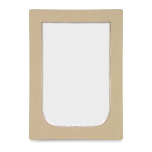 Pet Door – Suits Barrier & Screen Doors – Large 260 x 400mm Flap – Stone Beige – front view