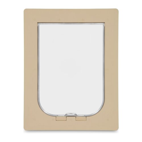 Pet Door – Suits Barrier & Screen Doors – Medium 225 x 305mm Flap – Stone Beige – front view