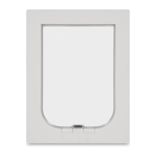 Pet Door – Suits Barrier & Screen Doors – Medium 225 x 305mm Flap – White – front view