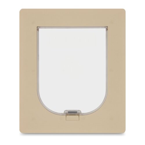 Pet Door – Suits Barrier & Screen Doors – Small 190 x 240mm Flap – Stone Beige – front view