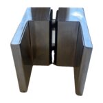 Square shower knob handle chrome – end view showing both halves and the glass gap