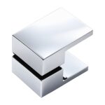 Square shower knob handle chrome – studio view of the polished chrome finish and finger channel