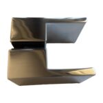 Square shower knob handle chrome – top view of both halves either side of the glass
