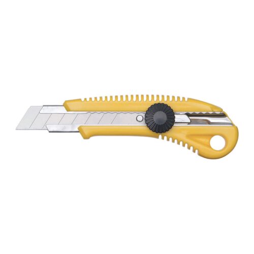 Box Cutter 18mm Snap-Off Blade – Non-Metal – Screw Lock – Yellow in Yellow
