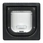 Hopper hatch for security screens in black – gives hand access to awning and casement window winders through the screen.
